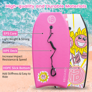 IBOARD Planche de surf unisexe <span class=keywords><strong>Bodyboard</strong></span> légère avec laisse EPS Core Premium et dragonne Logo personnalisable pour les sports nautiques - Product Image 2