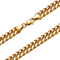 Collier en acier inoxydable plaqué or PVD 18 carats, chaîne torsadée 6/8/10/12 mm, serti de griffes, étanche, tendance, islamique, 18 pouces