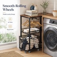 Organisateur de rangement multi-niveaux avec paniers coulissants, étagère autoportante pour salle de bain et buanderie