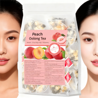 Thé détoxifiant à la saveur de pêche et d'oolong, thé aux herbes naturelles en sachet pour la beauté des femmes