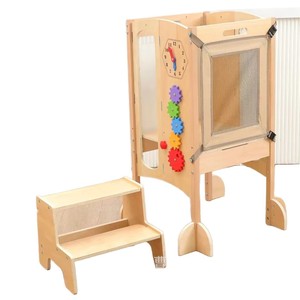 Torre de aprendizaje infantil de madera, taburete de dos niveles para el hogar, lavabo plegable para bebés, taburete de escalada de madera - Product Image 2