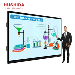 Placa inteligente interativa educacional lcd tudo em um quadro branco eletrônico interativo tela de toque de 120 polegadas 65 75 86 110