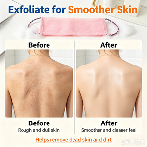 Serviette exfoliante pour le dos à long manche, conception à double boucle, sangle de lavage corporel pour éliminer les peaux mortes, réutilisable pour la douche et le bain - Product Image 2