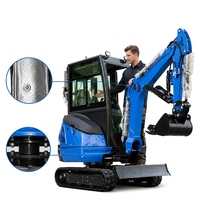 Pelle sur chenilles robuste de 2 tonnes, alimentée par un moteur diesel, avec chenilles réglables, pour le creusement de tranchées, machine à pelle haute efficacité