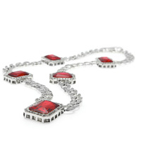 Collier à maillons cubains en alliage de zinc hip hop glacé 5 rubis en rubis