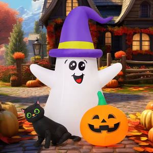 Prix d'usine personnalisé Marque 5 FT Black Cat Pumpkin Inflatable Ghost LED Lights Polyester Material Outdoor Halloween Decorations - Product Image 3