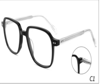 Grand cadre de lunettes carré à la mode Anti Blue Ray Cellulose feuille d'acétate haut de gamme pour hommes femmes gris et rouge lunettes de lecture