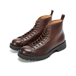 2025 British Style Men's <b>Boots</b> High Top <b>Boots</b> for Autumn and Winter Lace up Wear Resistant Motorcycle Ankle <b>Boots</b> - Product Image 1