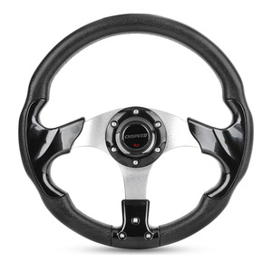Universal 320mm PU Racing Steering <b>Wheel</b> Black Silver Aluminum <b>Spokes</b> Car Modification - Product Image 2