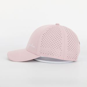 Gorra de Béisbol Deportiva Rosa Bordada de 6 Paneles de Alta Calidad Personalizada para Mujer, Gorra Tipo Dad Impermeable con Perforaciones Cortadas a Láser - Product Image 3