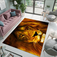 Tapis Lion Noir de Designer Tapis de Sol à Imprimé Animal Taille Personnalisée Tapis de Luxe de Salon Personnalisé Tapis Moderne de Designer