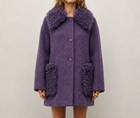 Manteau long en cachemire et laine pour femme, nouvelle collection automne 2026, réversible double face avec col en fourrure