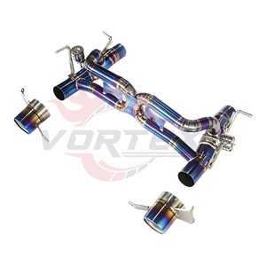ท่อไอเสีย Vortex Titanium Valvetronic สำหรับ Ferrari 488 GTB Spider สีฟ้าเบิร์นท์ พร้อมท่อ X และปลายท่อ - Product Image 2
