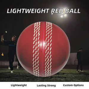 Balón de Cricket Clásico de Cuero Rojo para Entrenamiento y Práctica, Ligero y Fácil de Lanzar - Product Image 2