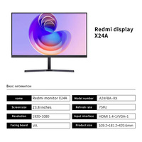 Moniteur Redmi X24A 23,8 pouces, fin et simple, idéal pour le bureau, 1080p haute définition, écran 16,7 millions de couleurs, 75 Hz