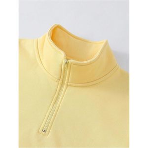 Sudadera personalizada para mujer con cremallera de un cuarto, cuello y manga larga, hombros caídos, estilo casual para otoño - Product Image 4