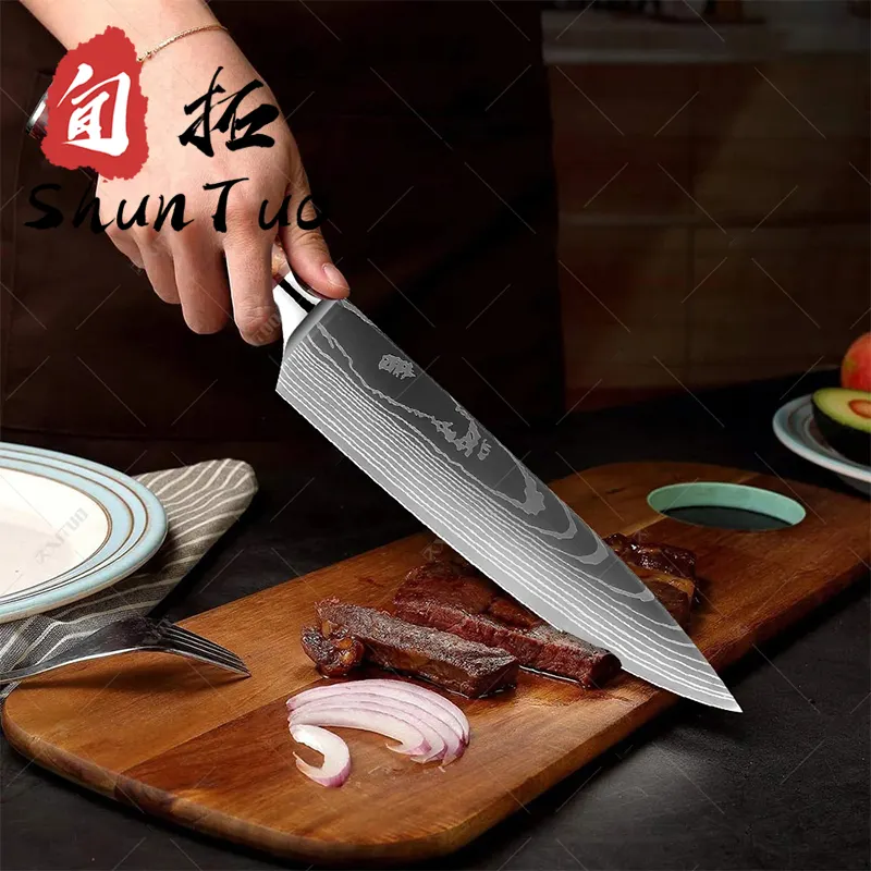 High tech Japão 10 pcs faca de aço inoxidável forjado artesanal para facas de cozinha comercial tamanho grande