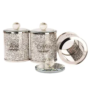 Fabulous Set Van 3 Keuken Opslag Diamant Verpletterd Kristal Thee Koffie Suiker Bus Set