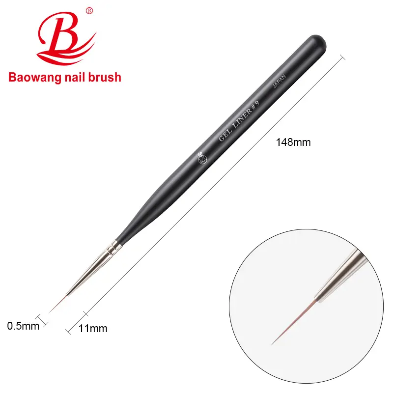 Ensemble de brosses à ongles OEM importation japon cheveux PBT pour vernis à ongles Gel UV brosse à ongles en bois dessin ongles avec différentes tailles Nylon