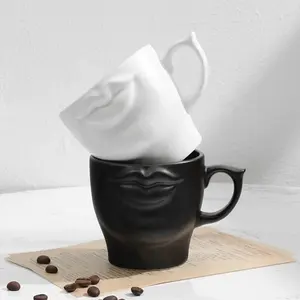 Персонализированная керамическая кофейная кружка в форме губ, белая, черная, фарфоровая чашка для чая и молока, креативные чашки, специальный подарок для мам, мужчин и женщин