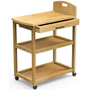 Étagère ouverte multifonctionnelle pour chariots de préparation alimentaire en <span class=keywords><strong>magasin</strong></span>, chariot de rangement en bambou - Product Image 1