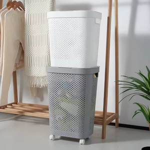 <b>Plastic</b> Laundry Basket Removable Washing Basket Clothes Container Household Basket <b>Bins</b> for Bathroom - Product Image 4