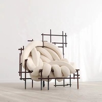 Canapé en velours acier inoxydable italien simple moderne chaise simple salon créatif villa chaise de loisirs de forme spéciale
