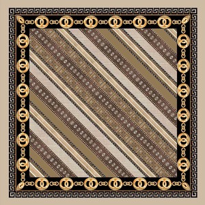 Retro Greek <b>Key</b> Chain Pattern Polyester Scarf 70*70cm <b>Square</b> Neck Scarves for Women Office Business Wear - Product Image 3