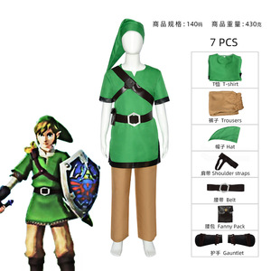 Disfraz de <span class=keywords><strong>Cosplay</strong></span> Skyward Sword <span class=keywords><strong>Link</strong></span> para niños, uniforme verde, pantalones, sombrero, guantes y capa con el mejor traje perfecto de Halloween - Product Image 5