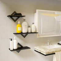 Ensemble de 3 Étagères Murales de Rangement Flottantes en Bois Noir de Style Minimaliste pour Salon, Cuisine - Présentoir pour Plantes