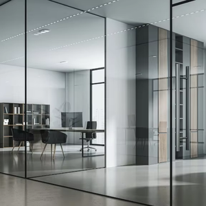 Cloison en verre transparente sans cadre sur mesure pour bureau intérieur, salle de bain extérieure, cloison insonorisée à vue complète pour escalier - Product Image 1
