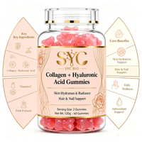 Gummies de Collagène et Acide Hyaluronique SYC BIO pour Nutrition Quotidienne, 60 Gummies, 120g, Marque Privée, OEM, ODM, Prix d'Usine, Vente en Gros