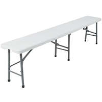 Table de pique-nique pliable portable en plastique de 1,80 m avec 2 bancs, ensemble table et chaises pour intérieur/extérieur, idéal pour fêtes, camping, terrasse
