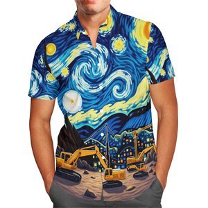 Camicette hawaiane da <span class=keywords><strong>uomo</strong></span> con bottone a sublimazione ad asciugatura rapida e all'ingrosso disegni personalizzati camicie da <span class=keywords><strong>uomo</strong></span> in poliestere pittura a olio stampate - Product Image 3