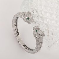 Ensemble de bracelets de luxe Ganku motif léopard, avec micro-pavé de zircone cubique, bague panthère et bracelet jonc, plaqué or rose 18 carats, émail et gouttes de colle