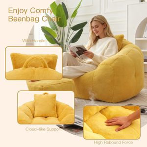 โซฟาบีนแบ็กสำหรับผู้ใหญ่สีเหลืองนุ่มสบายแบบทันสมัยพร้อมที่วางแขน - Product Image 3