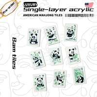 Jeu de Mahjong sur le thème du panda de style américain avec tuiles en acrylique, jeu complet pour 4 joueurs, taille 38 mm, emballage en boîte en carton