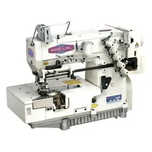 Shing Ling FG-799 3-needle 5-thread Flat-bed Interlock Machine with Right-hand Knife Fabric Trimmer