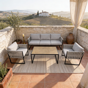 Conjunto de Muebles de Exterior Modernos y Ecológicos con Diseño de Cuerda Trenzada y Cojines con Colores Personalizables para un Patio Ecológico - Product Image 2