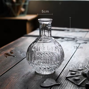 Jarrón de Vidrio <span class=keywords><strong>Madrid</strong></span> con Patrón en Relieve, <span class=keywords><strong>Boca</strong></span> Estrecha, para Arreglos Florales, Decoración de Mesa de Salón, Jarrones Transparentes de Vidrio Artístico - Product Image 5