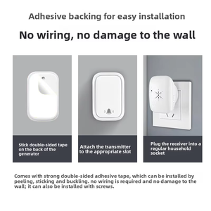 <span class=keywords><strong>Sonnette</strong></span> extérieure étanche SIXWGH noire standard américaine, kit 1-1 <span class=keywords><strong>sans</strong></span> <span class=keywords><strong>fil</strong></span> auto-alimenté de 150m de portée - Product Image 5