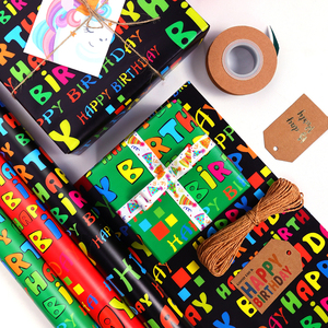 Wholesale High Quality <b>Birthday</b> Tissue Rolls Red-Green-Black Series Packaging <b>Wrapping</b> <b>Paper</b> Roll Uperior Craftsmanship - Product Image 1