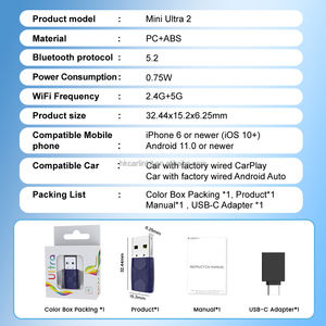Conector inalámbrico Carlinkit Mini Ultra2 2 en 1 para CarPlay con cable a inalámbrico, adaptador Android Auto USB, caja AI para CarPlay con USB para Waze y Spotify - Product Image 4