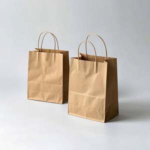 KM Reusable Take-Out <b>Brown</b> <b>Paper</b> <b>Bags</b> with Handles Medium-sized Gift <b>Bags</b> with Handles for Party Favor Grocery Shopping Retail - Product Image 4