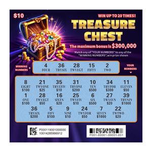 Loterie gagnante Conception de coffre au trésor Couleur Taille Montants des prix Impression de loterie de cartes à gratter personnalisées - Product Image 4