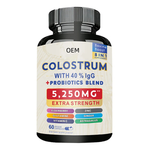 Cápsulas de Calostro Premium de Marca Privada OEM 5250mg - con 40% de IgG, Probióticos y Vitamina C - Salud Inmunológica Familiar - Product Image 1