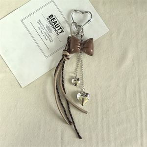 Modern and Simple Unique Design Leather Bow Heart <b>Keychain</b> Bag Pendant <b>Personality</b> Ins Tassel Decoration - Product Image 6