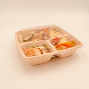 Gran oferta, caja Bento reciclable, a prueba de aceite al agua, caña de azúcar, pulpa de bagazo, PET, contenedor de comida rápida de alta calidad, <span class=keywords><strong>Sushi</strong></span> para llevar UV - Product Image 1