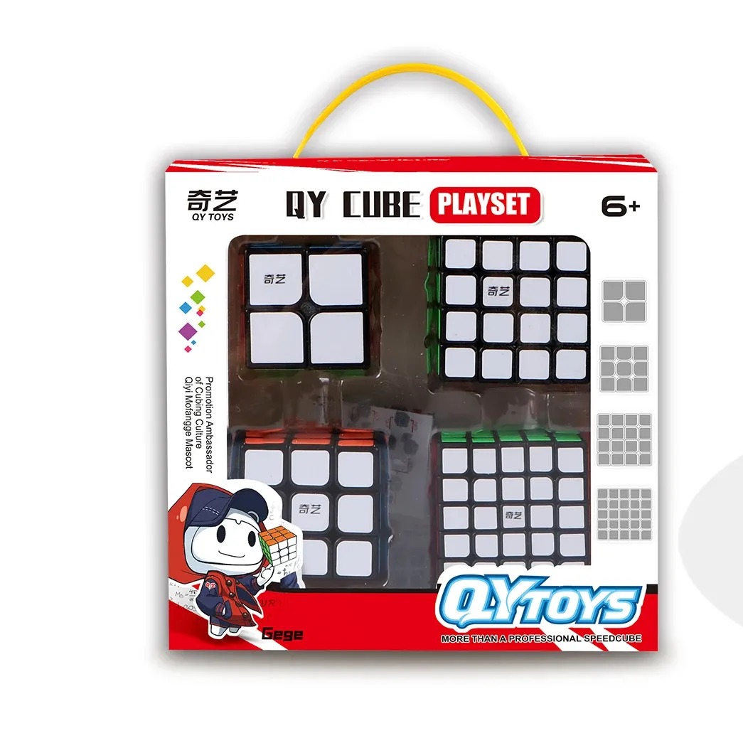 Jogo Speed Cube, pacote de cubos Speed Cube com 2x2 3x3 4x4 5x5 Coleção suavemente mágica para crianças, adolescentes e adultos (4 pacotes) preto