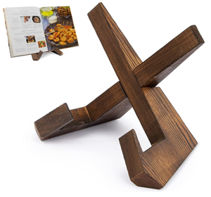 Rustic Wooden <strong>Cookbook</strong> Stand for Kitchen, Recipe Book Holder - Product Image 1